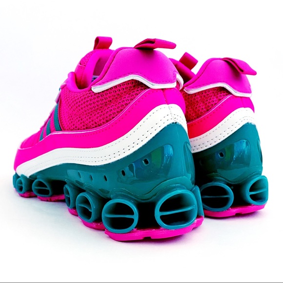 🆕 Adidas Microbounce T1 Sneakers Shoes Pink Green - Picture 3 of 12